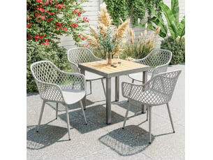 Lot de 4 chaises de jardin 56 x 51 x 84 cm – gris – dossier enveloppant, accoudoirs et patins réglables