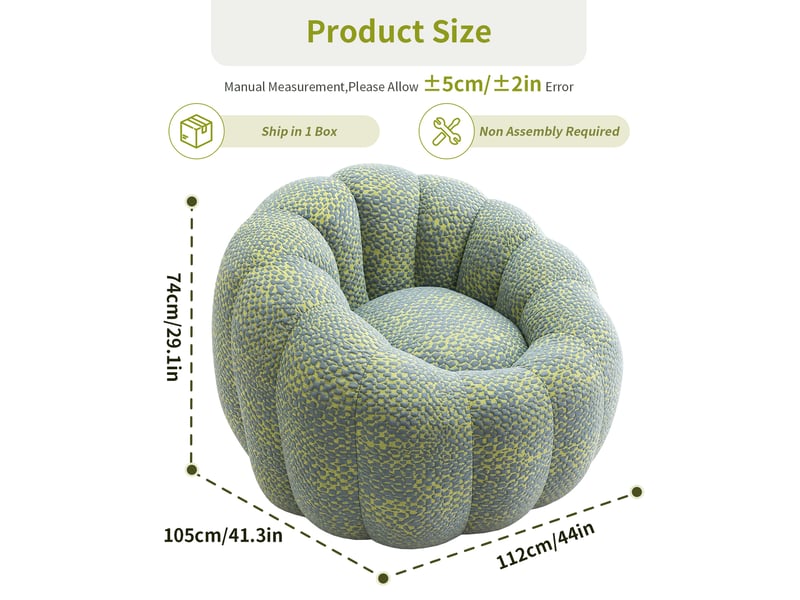  Fauteuil pouf modenvie forme fleur en mousse à mémoire de forme jaune et gris 112 x 105 x 74 cm  - Conforama C