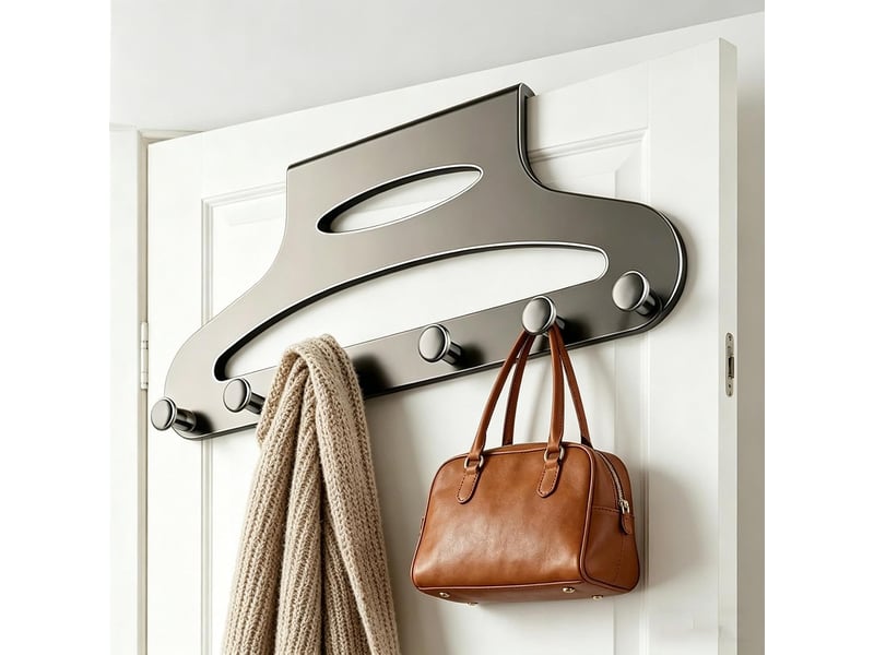 Crochets par-dessus la porte étagère de rangement métallique -place portant derrière la pour salle de bain chambre toilettes entrée appartem, gris BA-0005047-HJJ - Conforama E