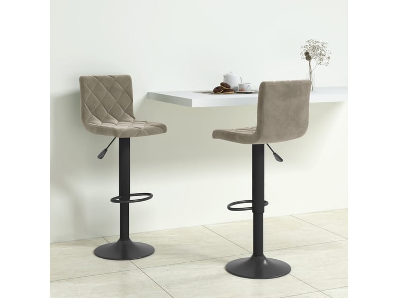  Lot de 2 tabouret de bar, chaise de bar gris clair velours shl15280  - Conforama B