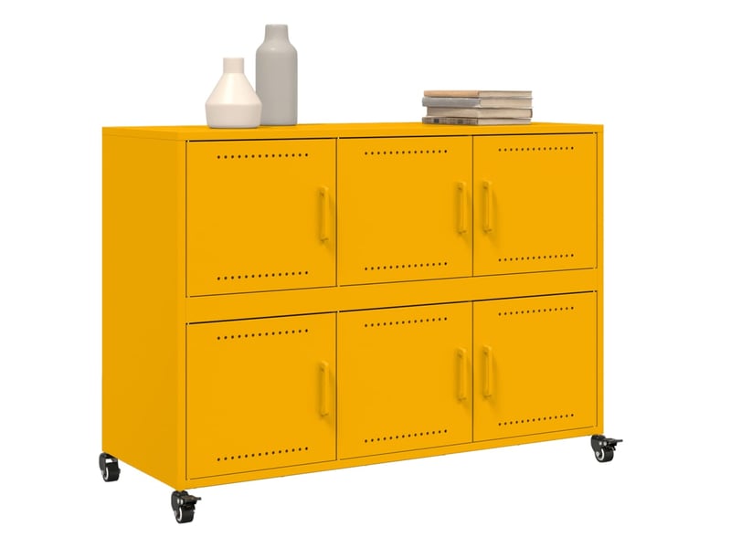 Buffet | meuble de rangement salon jaune moutarde 100,5x39x72 cm acier - Conforama D