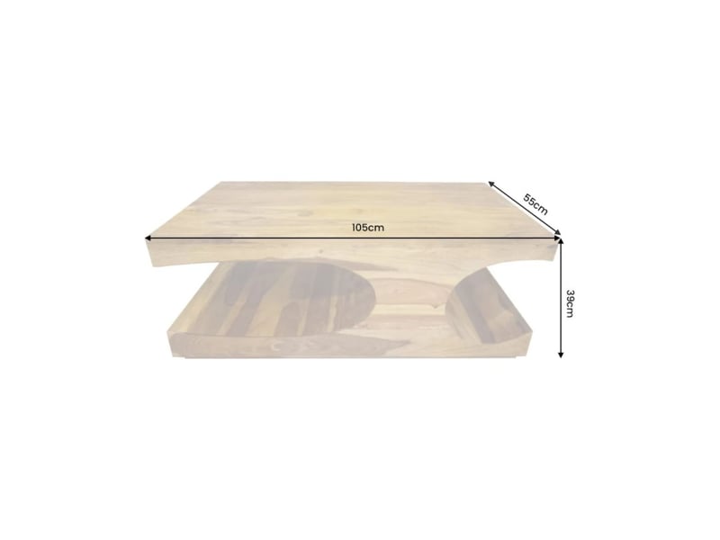 Table basse noma 105 cm en bois de sheesham massif verni avec niches arrondies - Conforama C