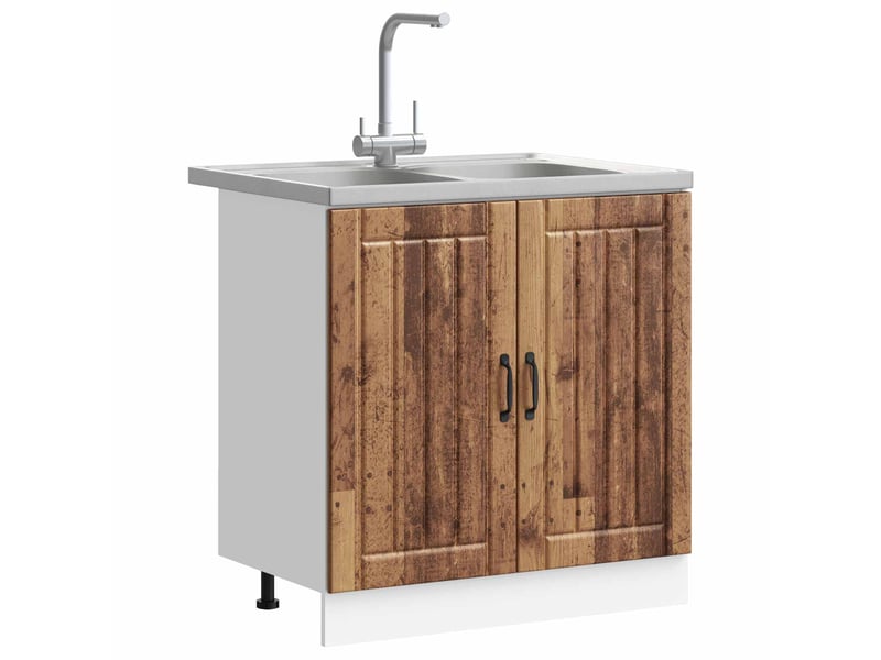 Meuble sous évier 2 pcs bois ancien bois d'ingénierie - Conforama C