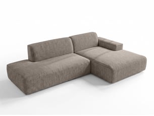 Canapé d'angle droit fixe <strong>AX LIVING </strong> <strong>Didim Duo</strong> 4 places Tissu marron