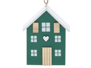 Suspension de sapin maison en bois rouge et vert 10 cm