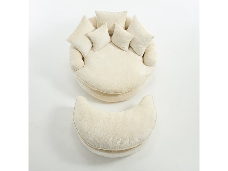  Fauteuil oversize rond 55 pouces en polyester, convertible et réglable, avec coussin  - Conforama E