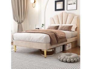 Lit simple 90x200 cm DESVIAE coloris beige