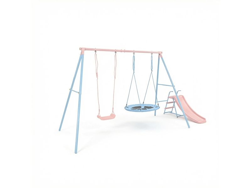 Portique xns107 avec 2 balançoires et toboggan, aire de jeux extérieure pour enfants - Conforama A