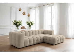Canapé d'angle baloo l, pour salon, tissu moly, droit, beige