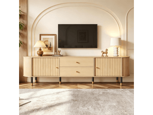 Meuble tv coloris bois clair 180 cm <strong>KORFEE</strong> <strong></strong>