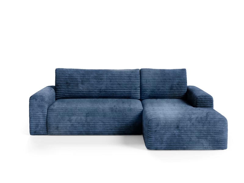  Canapé d'angle convertible en velours côtelé sontii bleu  - Conforama A