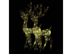 Décorations de noël de renne acrylique 2 pcs 128 cm blanc chaud