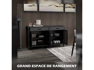 Buffet 4 porte(s) 2 tiroir(s) - 150 cm coloris noir