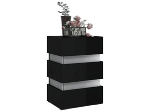 Table de chevet - cabinet de chevet - table de nuit à led noir brillant 45x35x67 cm bois ingénierie