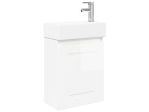 Meuble de rangement salle de bain avec robinet blanc brillant shl5570
