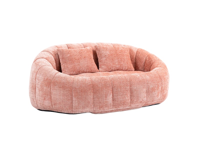  Canapé pouf modenvie 2 places en chenille rose 150 x 95 x 63 cm  - Conforama A