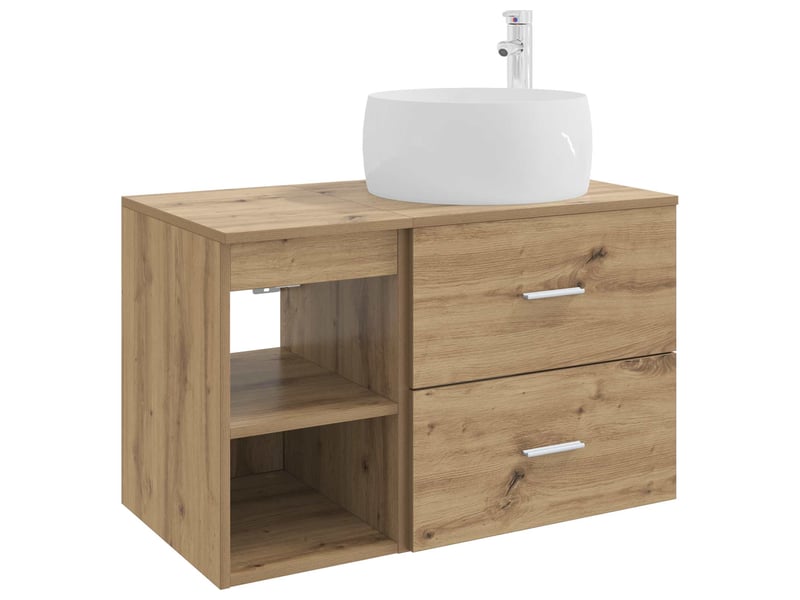  Ensemble de mobilier de salle de bain 2 pcs chêne artisanal shl7418  - Conforama A