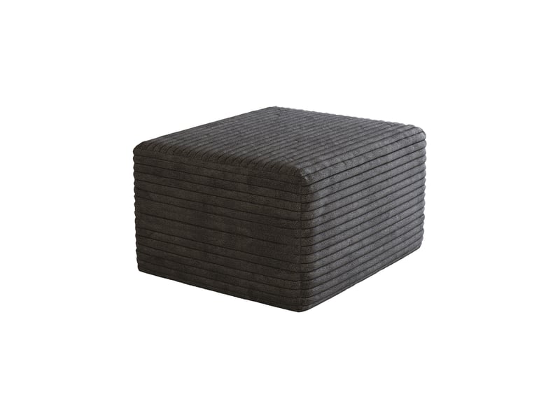  Pouf modulaire sans montage avec rembourrage en mousse, pour salon en velours côtelé gris foncé, 65 × 60 × 38 cm  - Conforama A