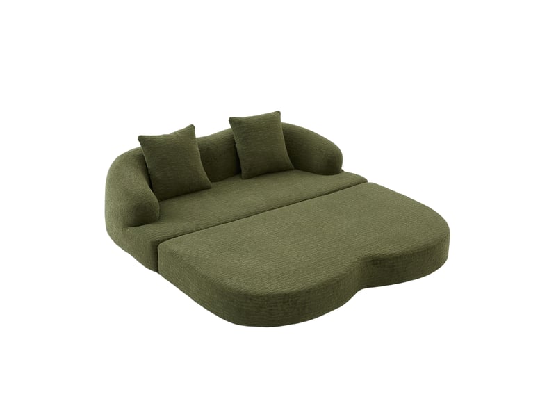  Canapé modulaire 2 pl 157x84x65cm, deux coussins, mousse à haute densité, prêt à installer, pour salon bureau, chenille, vert  - Conforama A