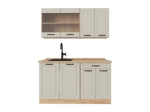 Vicco cuisine, sable campagnechêne doré, 140cm plan de travail chêne doré