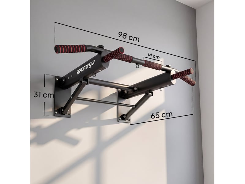  Barre de traction murale pliable 98 x 65 x 31 cm – noire – charge maximale 120 kg – poignées antidérapantes  - Conforama B