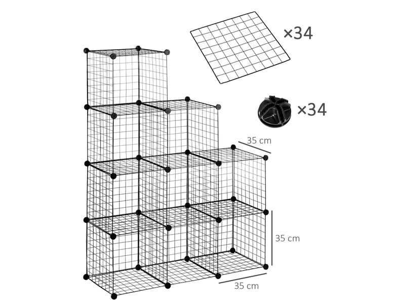  Étagère à chaussures modulable 9 compartiments 109x37x109 cm – noir – structure en métal, design moderne  - Conforama C