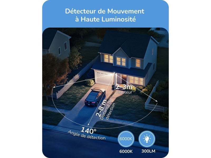  Eclairage exterieur led securite sans fil 300 lm detecteur pir ip44 370618_AABSE91641_6_DROPFR - Conforama C