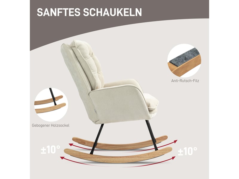  Fauteuil à bascule beige avec dossier ergonomique pour salon  - Conforama E