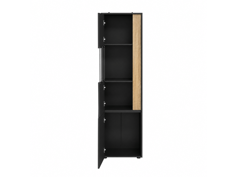  Vitrine 50x40x179 cm en panneau de particules noir et naturel avec led  - Conforama D