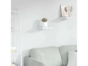 Étagère flottante, étagère suspendue montage mural marbre blanc 23 x 23,5 x 3,8 cm cf42547