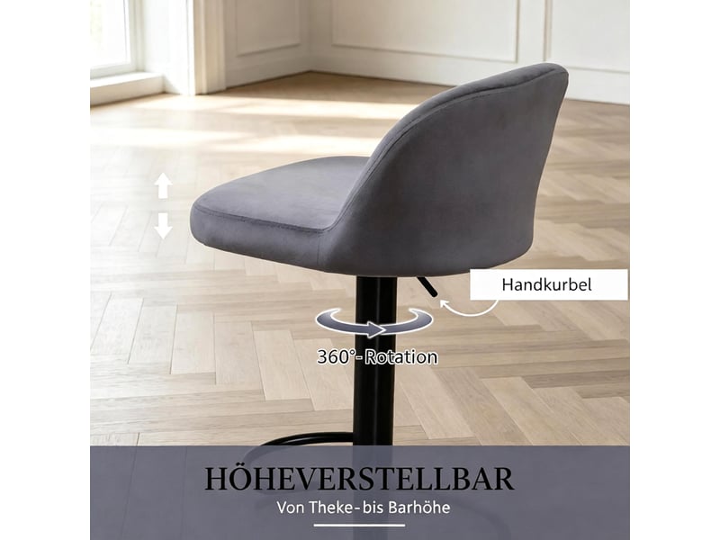  Lot de 2 tabourets de bar réglables pivotants en polyester gris T5828P552933 - Conforama E