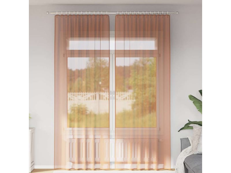  Lot de 2 rideaux en voile, voilages à œillets couleur terre cuite cf44259  - Conforama B