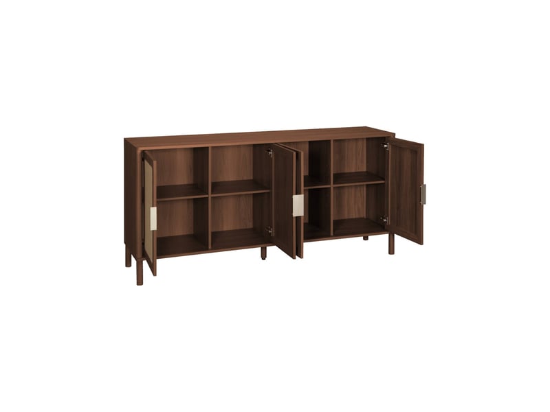  Buffet vintage décor bois et cannage 4 portes 160cm noyer - etta  - Conforama B