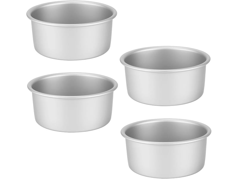  Lot de 4 moules à mini-gâteau ronds ø 12 cm, moules à pâtisserie professionnelles en aluminium anodisé avec fond amovible, argenté Cake tin - Conforama A