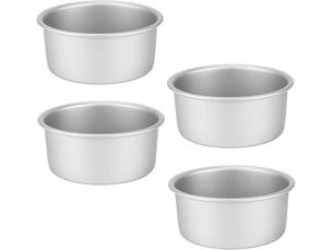 Lot de 4 moules à mini-gâteau ronds ø 12 cm, moules à pâtisserie professionnelles en aluminium anodisé avec fond amovible, argenté
