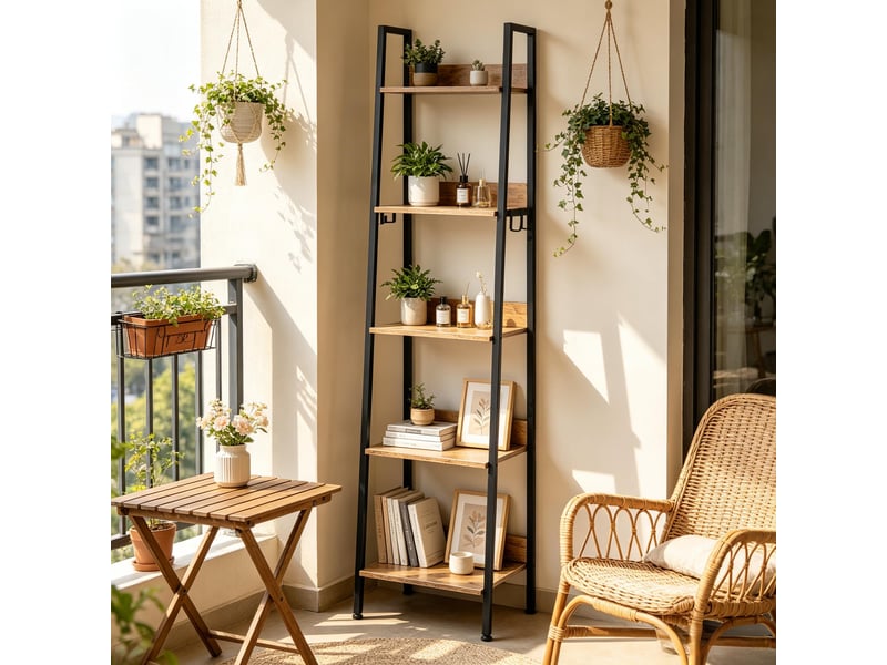  Bibliothèque escalier ouverte, étagère de rangement polyvalente pour salle de bain et salon  - Conforama B