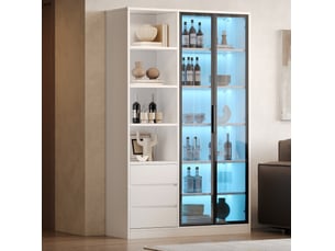 Vitrine coloris blanc 4 étagère(s) TCQPZ - 100 cmx160 cm