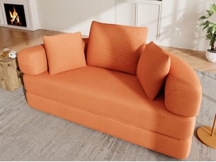 Canapé convertible 2 places, canapé-lit multifonctionnel avec coussins, velours côtelé, 173x176x40 cm, orange