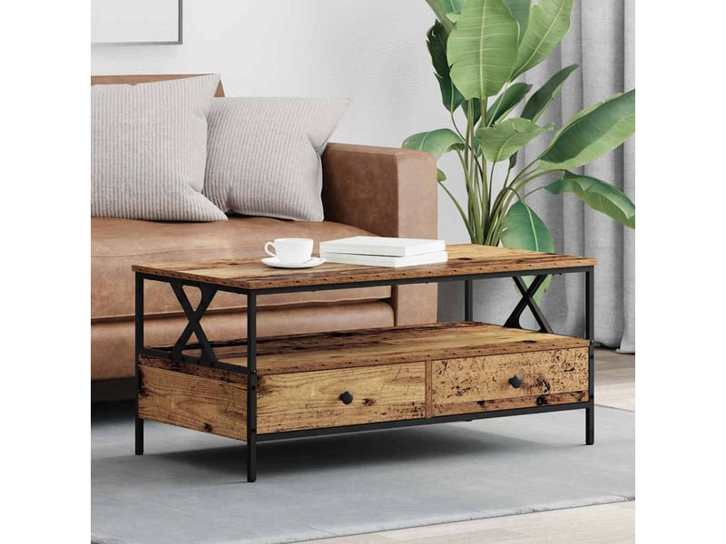  Table basse - table de salon - table à thé bois ancien 100 x 51 x 45 cm bois d'ingénierie  - Conforama B
