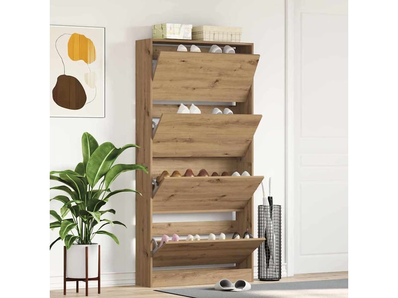 Meuble à chaussure, cabinet à chaussures 80x21x163,5 cm bois d'ingénierie shl7427 - Conforama B