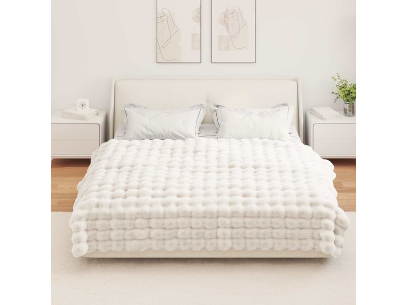  Couverture décorative, couverture antidérapante en fausse de lapin olite 4 pc blanc shl78  - Conforama D