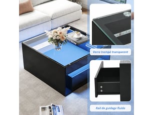 Table basse carré(e) coloris noir <strong></strong> <strong></strong> - 70 cmx70 cm