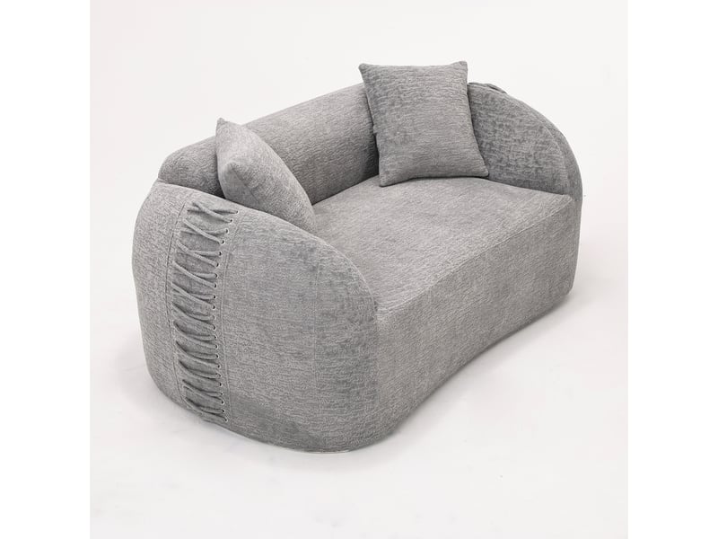  Canapé 2 places courbé duboisdesign série baseball tissu chenille  gris 155×67×90 cm  - Conforama B