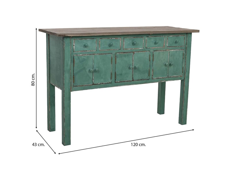  Buffet en bois vert 120x43x80 cm h  - Conforama D