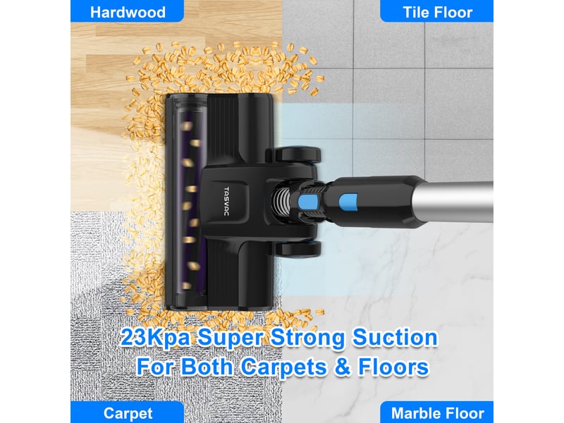  Aspirateur balai sans fil avec écran led, brosse rouleau souple, aspiration jusqu'à 23 kpa, autonomie jusqu'à 50 min  - Conforama B