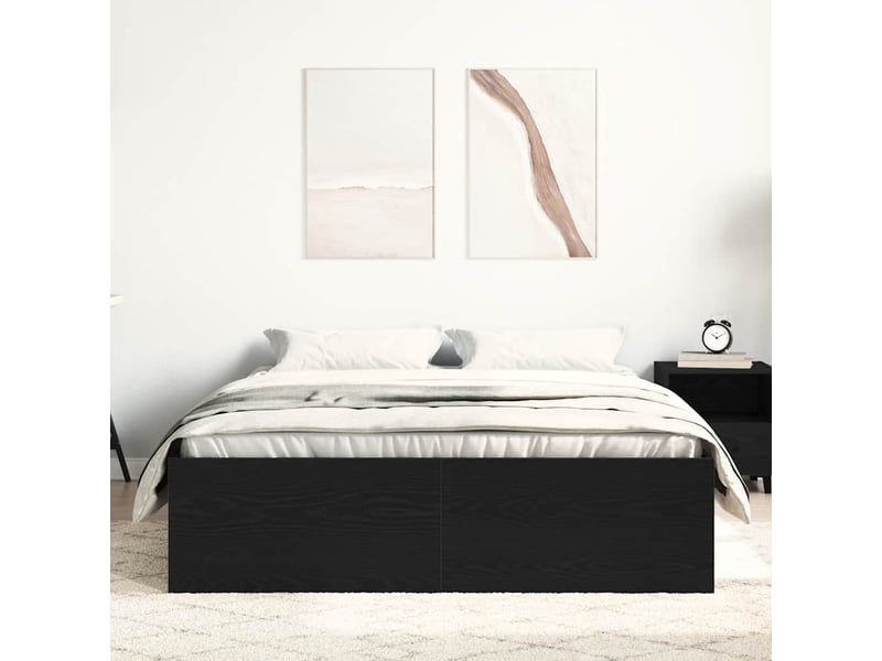  Lit double- lit adulte -  cadre de lit sans matelas en chêne noir 135 x 190 cm bois d'ingénierie  - Conforama B