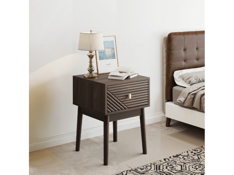  Table de chevet tcqpz lot de 2 40 x 40 x 55 cm 1 tiroir mdf et panneau de particules noyer  - Conforama B