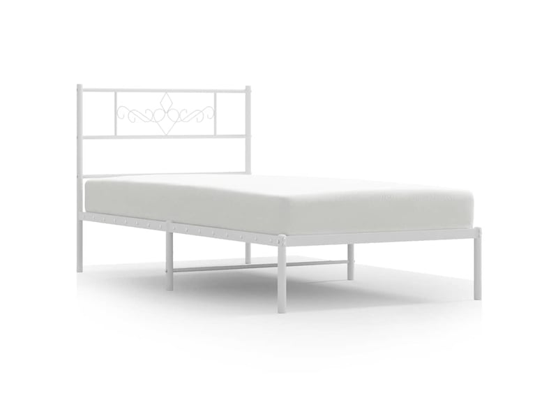  Lit simple- lit adulte -  cadre de lit métal sans matelas et tête de lit blanc 100x200 cm  - Conforama A