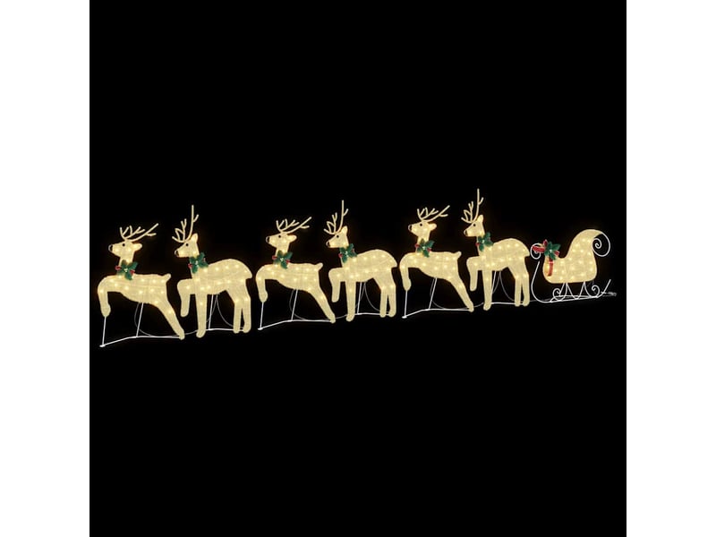 Lot de 7 rennes led, éclairage de noël, décoration de noël doré 43 x 18 x 66 cm tissu cf62099 - Conforama E