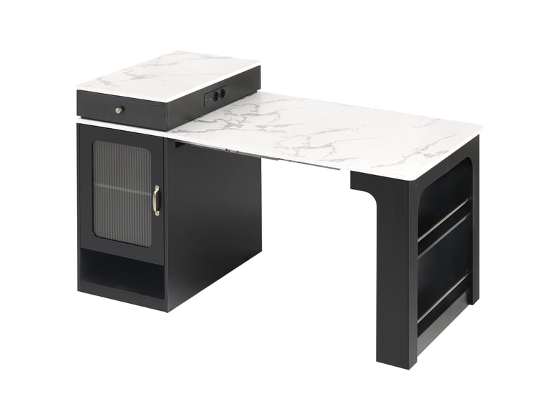 Îlot de cuisine 1 porte 2 tiroirs coloris noir mdf Îlot de cuisine noir - Conforama A